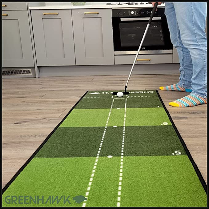 Greenhawk 3meters long Golf Indoor Putting Mat, Carry Bag and Putting Cup - Perfect Aid to Simulate a green