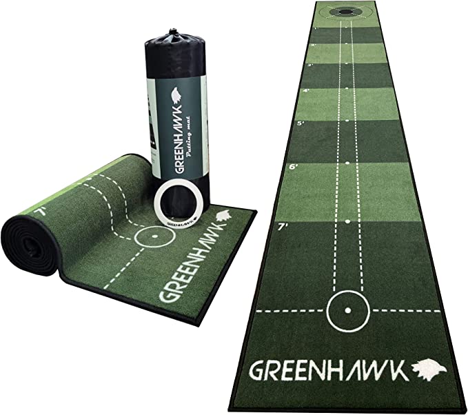 Greenhawk 3meters long Golf Indoor Putting Mat, Carry Bag and Putting Cup - Perfect Aid to Simulate a green